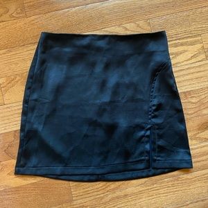 Black silk mini skirt!